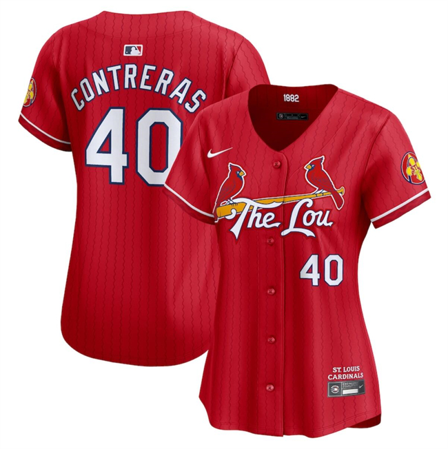 Women's St. Louis Cardinals #40 Willson Contreras Red 2024 City Connect Limited Stitched Baseball Jersey(Run Small)